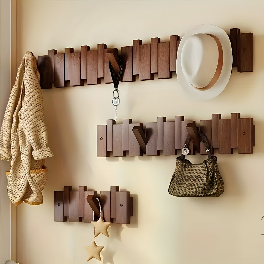 Perchero de Pared de Madera Plegable