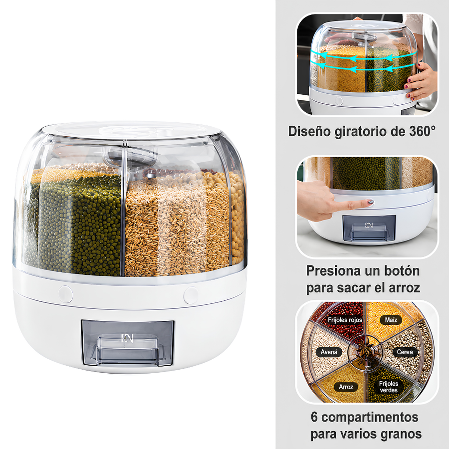 Dispensador Giratorio 360° para Cereales y Granos