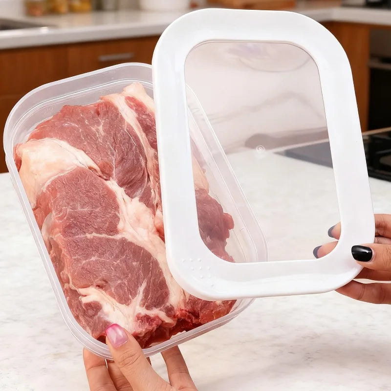 Meat Container for Fridge Bacon Lunch Meat Container for Refrigerator Meal Prep Containers Stackable Food Storage Boxes with Lid